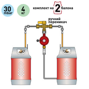 Газобалонная установка на 2 баллона 30 мбар 4 кг/час с ручным переключающим клапаном Газобалонная установка на 2 баллона 30 мбар 4 кг/час с ручным переключающим клапаном
