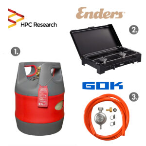 Набор: газовая плита Enders Dalgety Black 2 + баллон газовый HPCR-G.5, 12,7л + комплект подключения D2B12N2