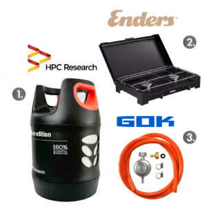 Набор: плита Enders Dalgety Black 2 + баллон HPCR-G.5 (G4), 18,2л с отсекателем + комплект подключения D2B18N3OPD